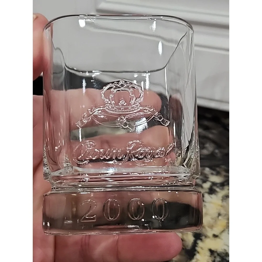 Crown Royal Square Whiskey Glasses 2000 Limited Edition Set Of 2 Barware Shot